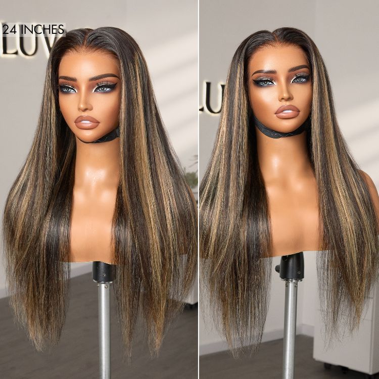 Glueless Straight T-Part Lace Human Hair Wig - Highlight | 10"-28"