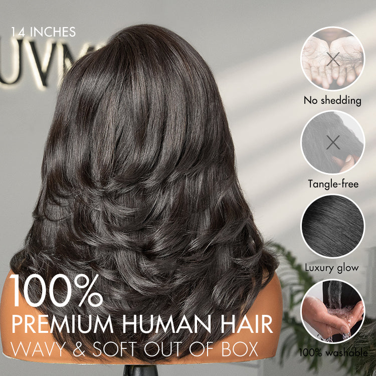 Glueless HD Lace Layered T-Part Lace Human Hair Wig - Grey | 8"-14"
