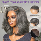 Glueless Layered T-Part Lace Human Hair Wig - Grey | 8"-14"