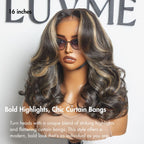 Glueless Layered T-Part Lace Human Hair Wig - Highlight with Bangs | 10"-28"