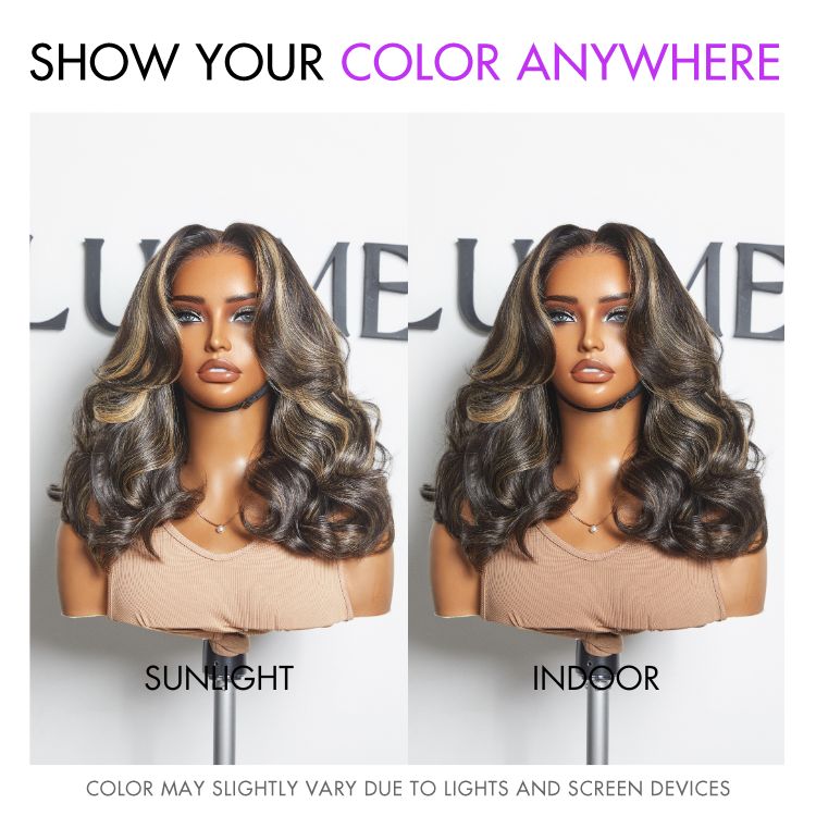 Glueless Layered T-Part Lace Human Hair Wig - Highlight with Bangs | 10"-28"