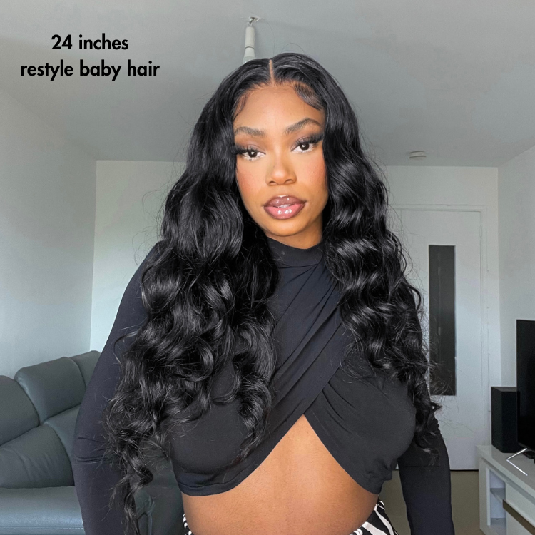 Glueless Loose Wave 5X5 Closure Human Hair Wig - Jet Black | 10"-28"