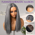 Glueless HD Lace Straight T-Part Lace Human Hair Wig - Grey 180% Density | 10"-28"