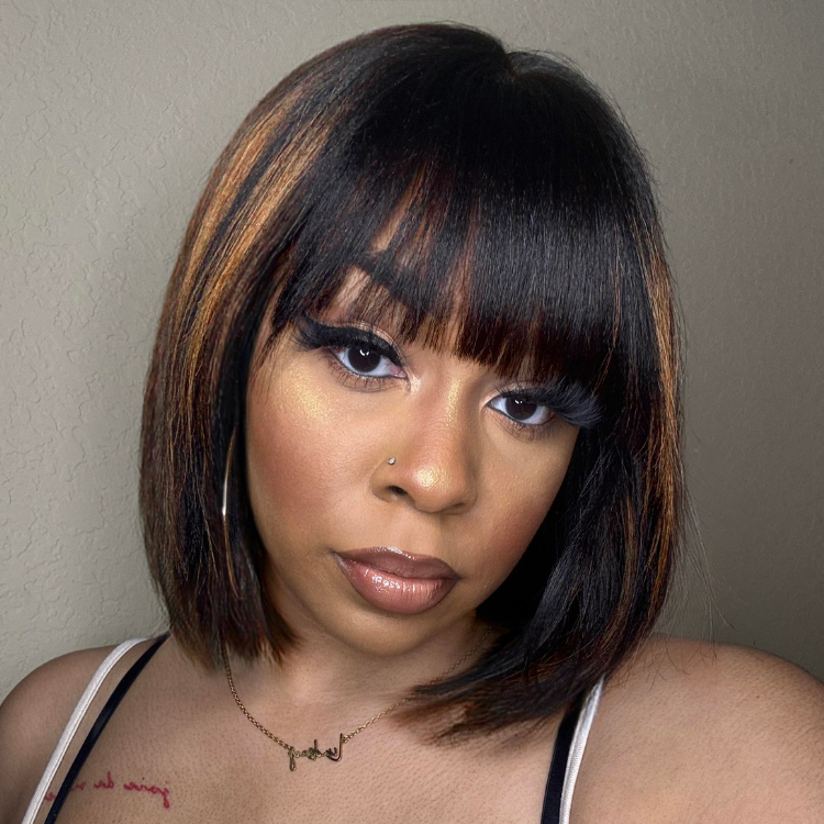 Layered Human Hair Wig - Purple | 8"-14"