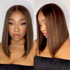Glueless Bob 4X4 Closure Human Hair Wig - Highlight | 8"-14"