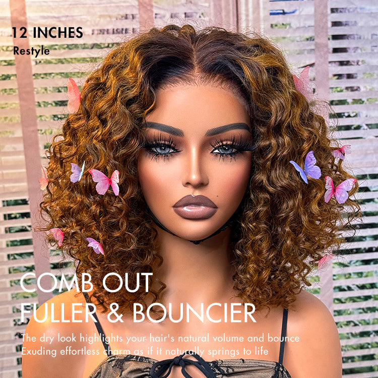 Glueless Curly T-Part Lace Human Hair Wig - Grey | 10"-28"
