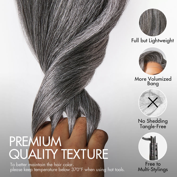 Glueless Layered T-Part Lace Human Hair Wig - Grey | 8"-14"