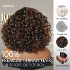 Glueless HD Lace Curly T-Part Lace Human Hair Wig - Grey | 10"-28"