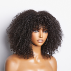 Glueless Curly Human Hair Wig with Bangs | 10"-28"