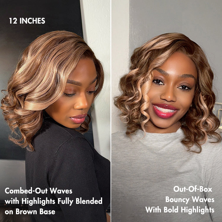 Glueless HD Lace Loose Wave T-Part Lace Human Hair Wig - Highlight | 8"-14"