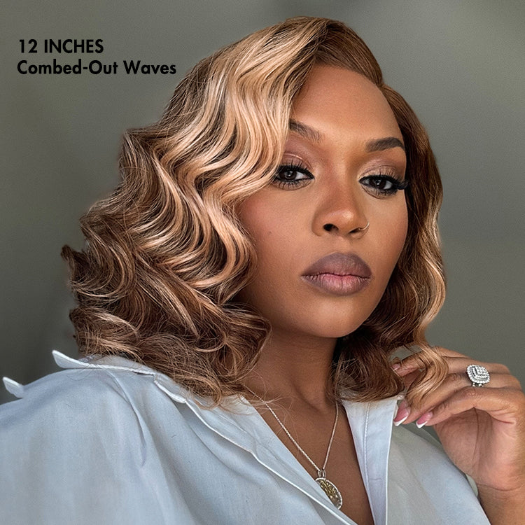 Glueless HD Lace Loose Wave T-Part Lace Human Hair Wig - Highlight | 8"-14"