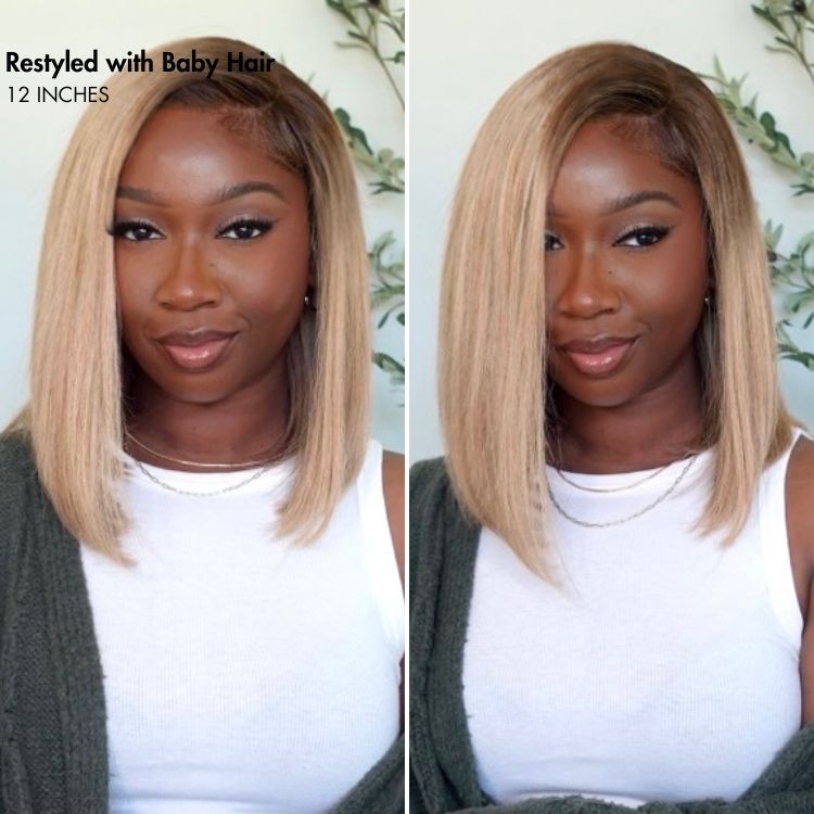 Glueless HD Lace Bob T-Part Lace Human Hair Wig - Blonde | 8"-14"