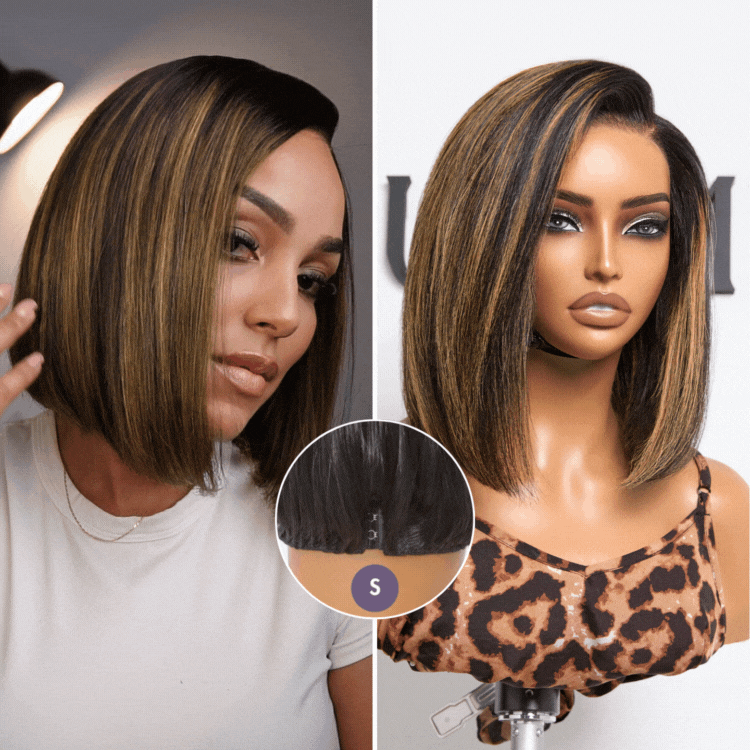 Glueless HD Lace Bob T-Part Lace Human Hair Wig - Highlight | 8"-14"
