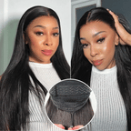 Glueless Straight T-Part Lace Human Hair Wig - Blonde Pre-Plucked 180% Density | 8"-14"