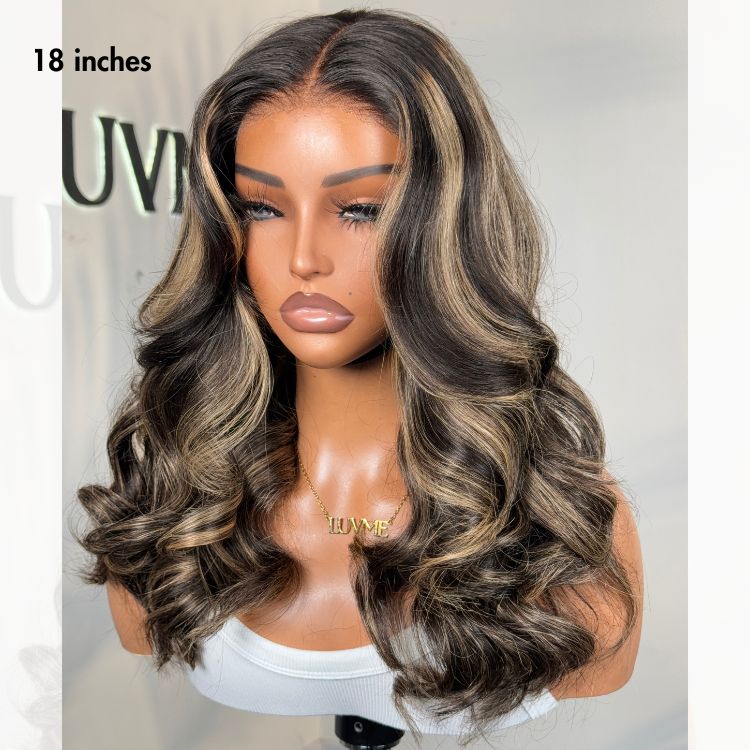 Glueless Layered T-Part Lace Human Hair Wig - Highlight with Bangs | 10"-28"