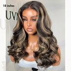 Glueless Layered T-Part Lace Human Hair Wig - Highlight with Bangs | 10"-28"
