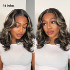 Glueless Layered T-Part Lace Human Hair Wig - Highlight with Bangs | 10"-28"