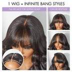Glueless HD Lace Loose Wave T-Part Lace Human Hair Wig with Bangs | 10"-28"