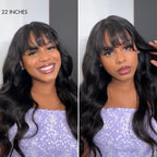 Glueless HD Lace Loose Wave T-Part Lace Human Hair Wig with Bangs | 10"-28"