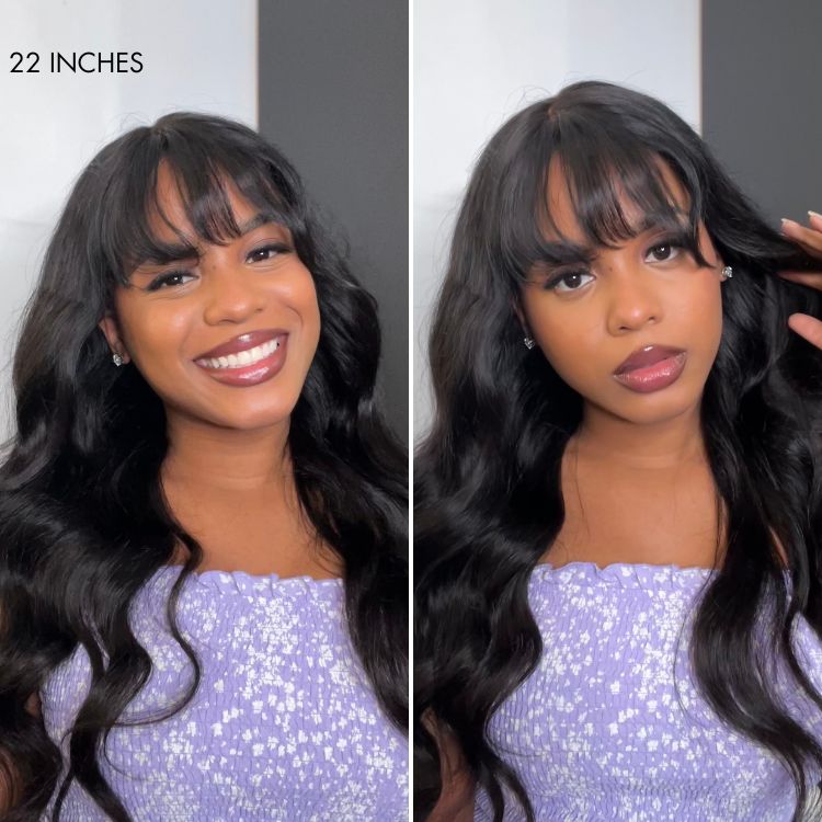 Glueless HD Lace Loose Wave T-Part Lace Human Hair Wig with Bangs | 10"-28"