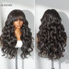 Glueless HD Lace Loose Wave T-Part Lace Human Hair Wig with Bangs | 10"-28"