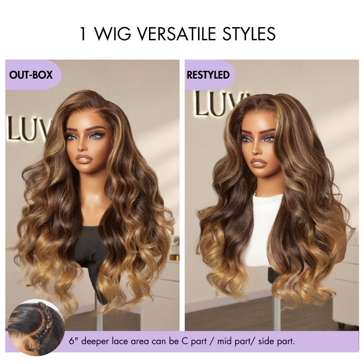 Glueless HD Lace Body Wave T-Part Lace Human Hair Wig - Highlight 180% Density | 10"-28"
