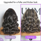 Glueless Layered T-Part Lace Human Hair Wig - Highlight with Bangs | 10"-28"