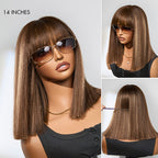 Glueless Bob Human Hair Wig with Bangs | 8"-14"