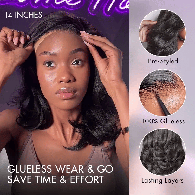 Glueless HD Lace Layered T-Part Lace Human Hair Wig - Grey | 8"-14"