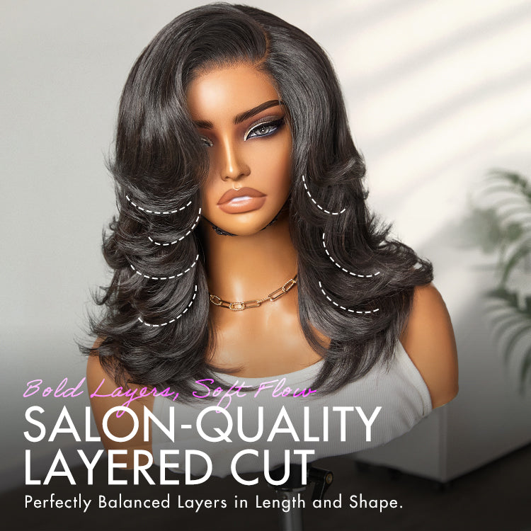 Glueless HD Lace Layered U-Part Human Hair Wig - Red | 8"-14"