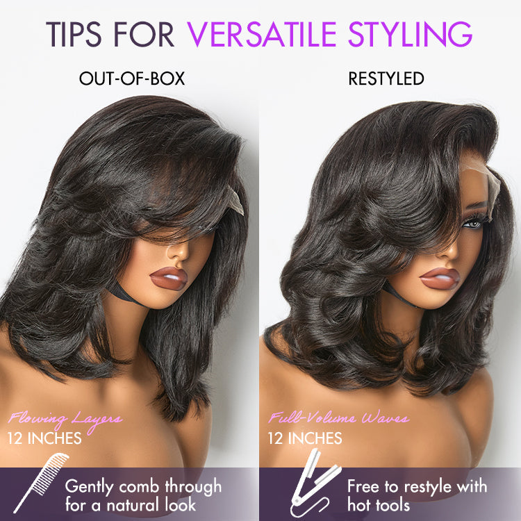 Glueless HD Lace Layered T-Part Lace Human Hair Wig - Grey | 8"-14"