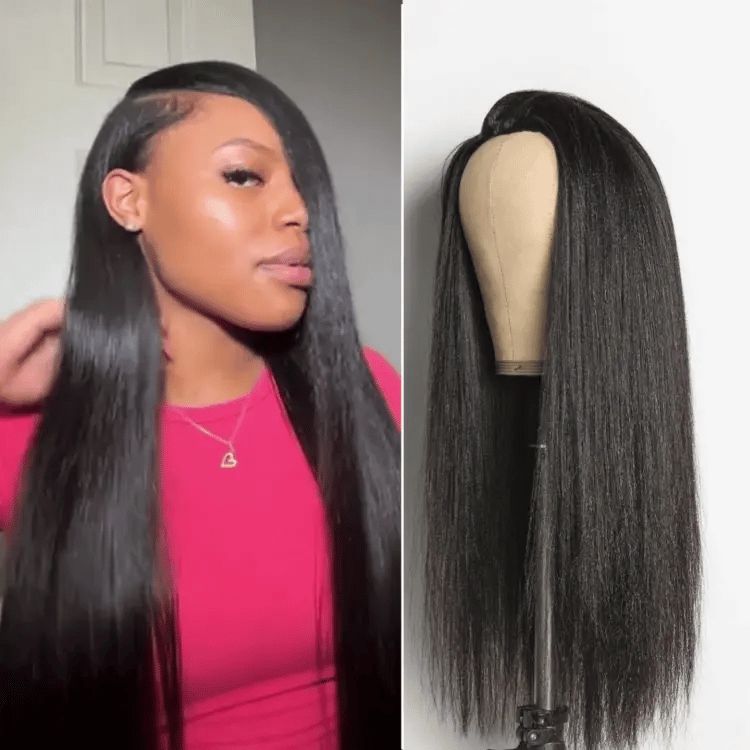 Glueless Kinky Straight Human Hair Wig 180% Density | 10"-28"