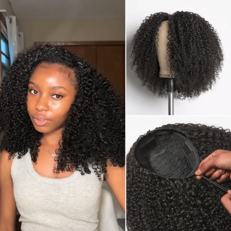 Glueless Kinky Straight Human Hair Wig 180% Density | 10"-28"