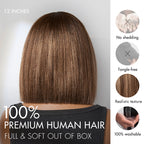 Glueless Bob Human Hair Wig - Highlight with Bangs | 8"-14"