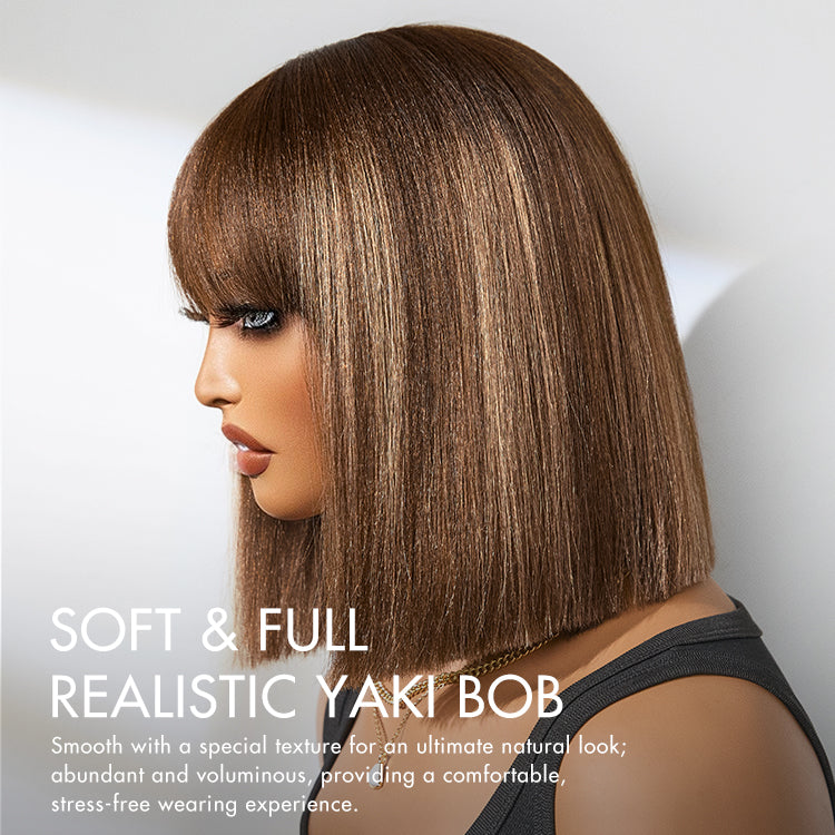 Glueless Bob Human Hair Wig with Bangs | 8"-14"