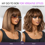 Glueless Bob Human Hair Wig with Bangs | 8"-14"