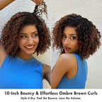 Glueless HD Lace Curly T-Part Lace Human Hair Wig - Red | 10"-28"
