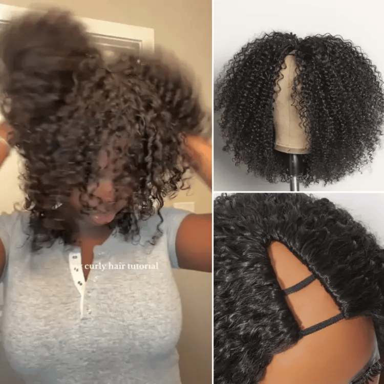 Glueless Kinky Straight V-Part Human Hair Wig 180% Density | 10"-28"
