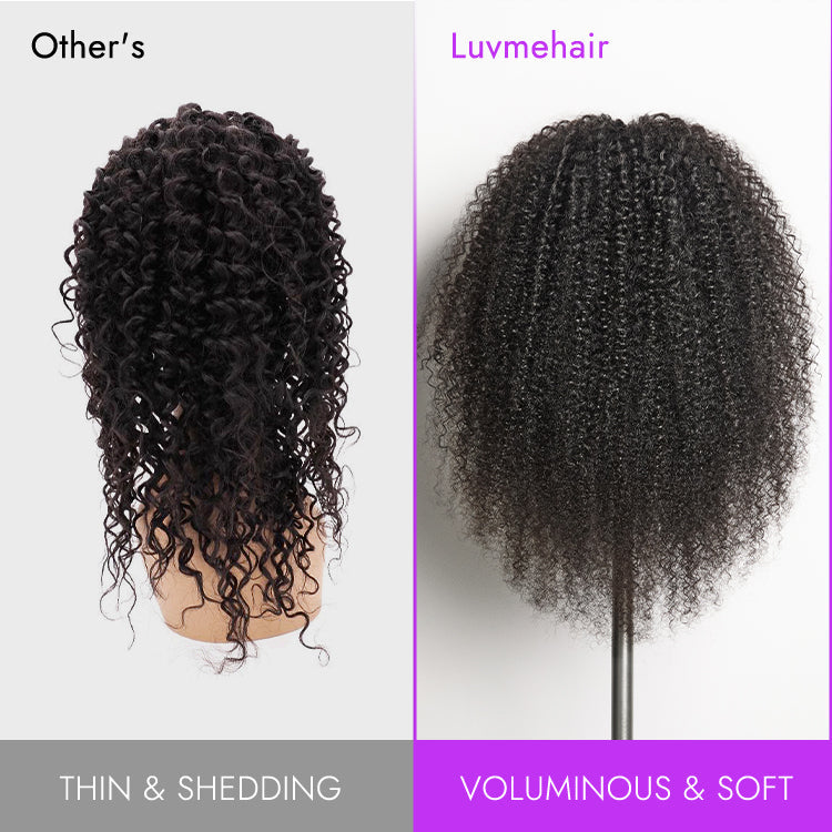 Glueless Kinky Straight V-Part Human Hair Wig 180% Density | 10"-28"