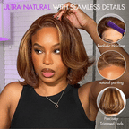 Glueless Layered 5X5 Closure Human Hair Wig - Red | 8"-14"