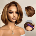 Glueless Layered 5X5 Closure Human Hair Wig - Red | 8"-14"