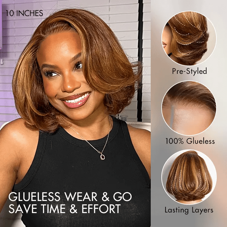 Glueless Layered 5X5 Closure Human Hair Wig - Red | 8"-14"