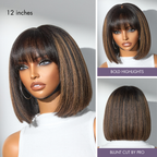 Glueless Bob Human Hair Wig with Bangs | 8"-14"