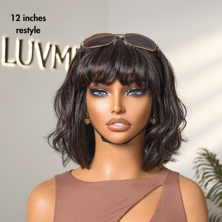 Glueless Bob Human Hair Wig with Bangs | 8"-14"