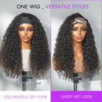 Glueless Water Wave Headband Human Hair Wig 180% Density | 10"-28"