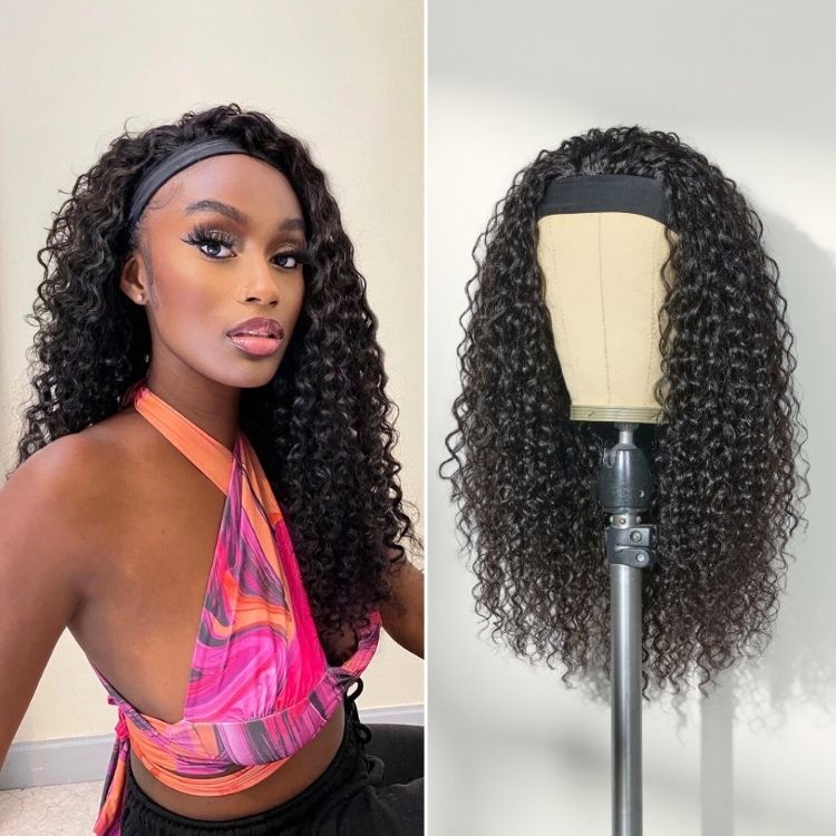 Glueless Water Wave Headband Human Hair Wig 180% Density | 10"-28"
