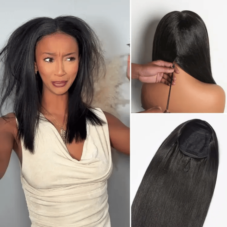 Glueless Kinky Straight Human Hair Wig 180% Density | 10"-28"