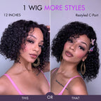 Glueless Curly T-Part Lace Human Hair Wig - Grey | 10"-28"