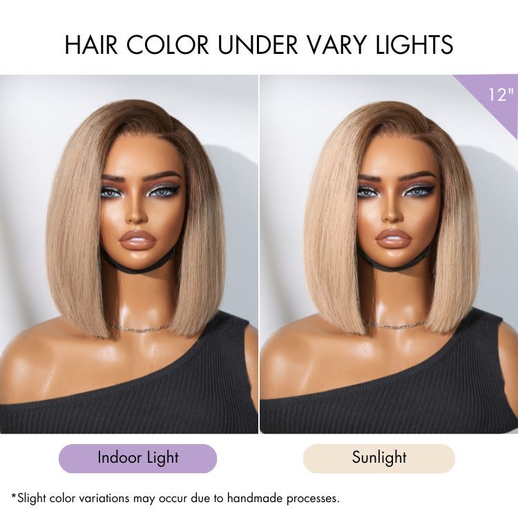 Glueless HD Lace Bob T-Part Lace Human Hair Wig - Blonde | 8"-14"