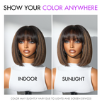 Glueless Bob Human Hair Wig - Grey with Bangs | 8"-14"